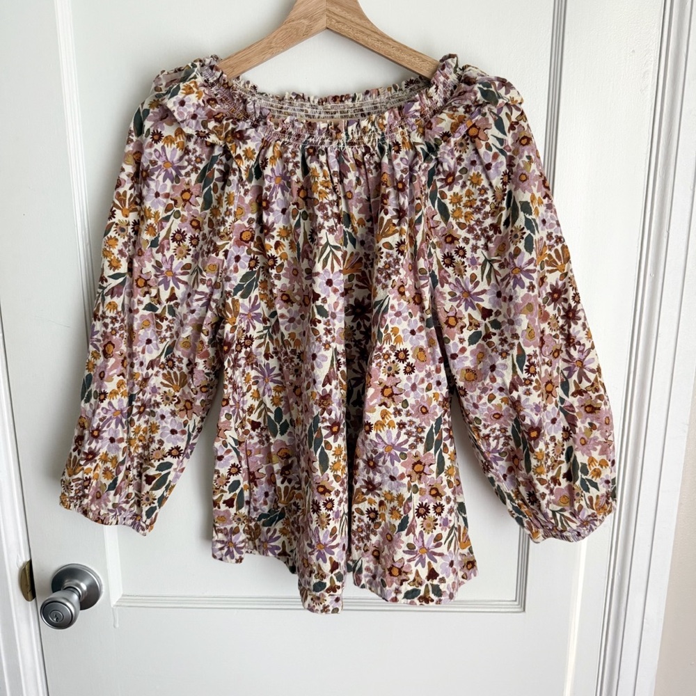 Sonoma Goods For Life Purple Ruffle Shoulder Peasant Top